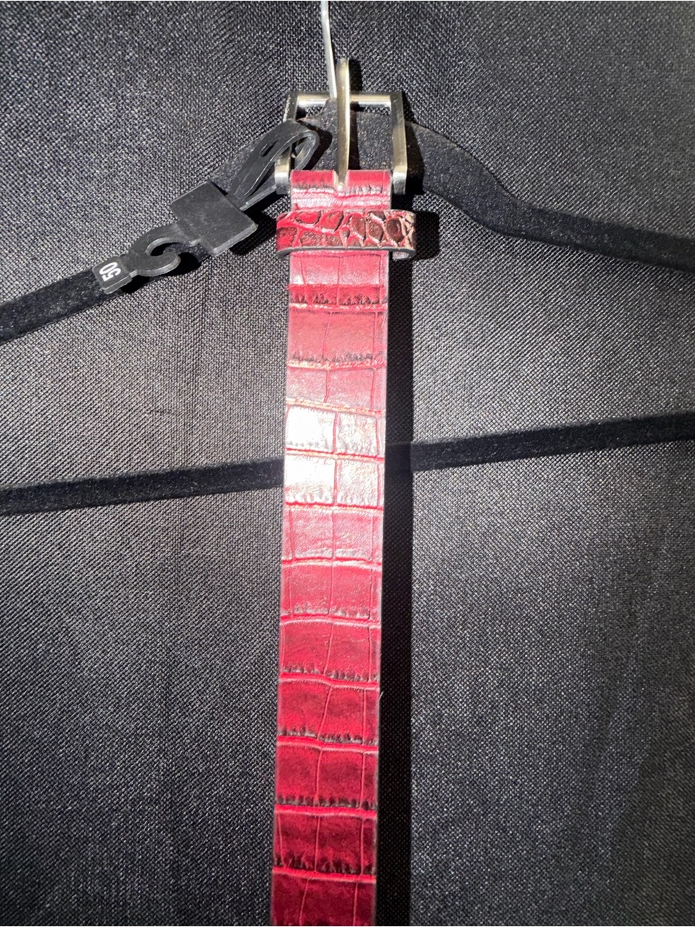 Men’s Red Croc-Embossed Leather Belt